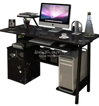 

Large Computer Table Professional Gaming Table with Locker Drawer Wood Desktop Computer Desk for Home Office Free Shipping