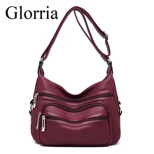 Женская сумка-мессенджер винтажная Черная мягкая кожаная сумка повседневная женская сумка на плечо дизайнерские женские сумки на молнии Bolsa Feminina