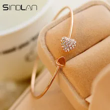 Sindlan браслеты с сердечками для женские браслеты простой браслет Сладкая девушка Кристалл цепочка на запястье открытый золотой браслет ювелирные изделия браслет браслет хрустальный браслет цепной браслет круг браслет