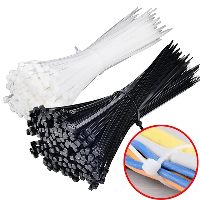 Bridas de plástico autoblocantes, organizador de cables, bridas blancas y  negras, 100 unids/lote por bolsa, buen precio - AliExpress