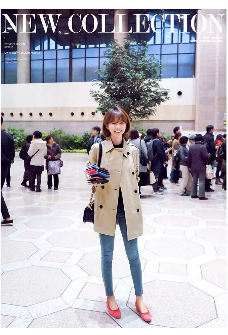 Autumn Fashion Safari Style Casual Women's Coat Double Breasted Pocket Sashes Women Trench Coat Medium-long Trench