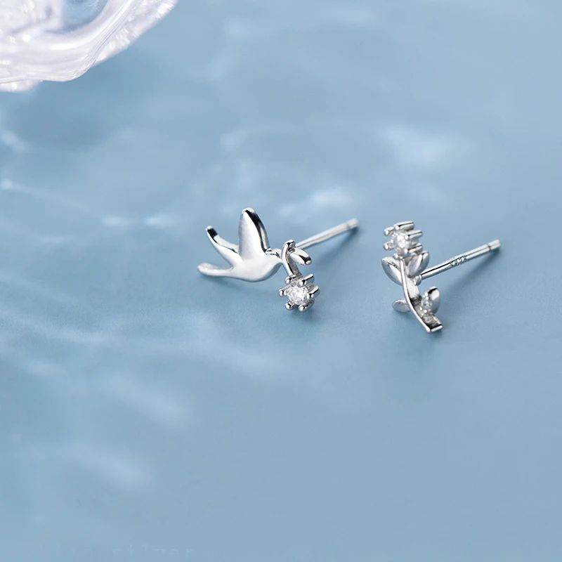MloveAcc 925 пробы серебряные женские ювелирные изделия модные милые серьги-гвоздики с птицей для женщин и дочек подарок для девочек