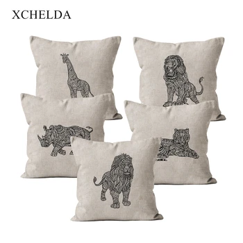 

Cartoon Art Pillow Cover Decorative Case Cushion Cover 45*45 40*40 Animal Throw Pillowcase Linen Home Decor for Sofa Bed