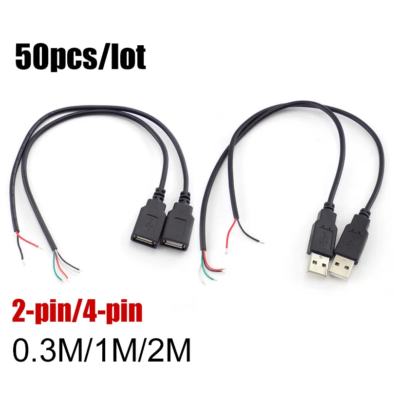 

USB Connector Cable USB 2.0 4 Pin Micro Male female Jack Data DIY Power Charging Cord Extension charger 2 4 Wires Adapter 5V