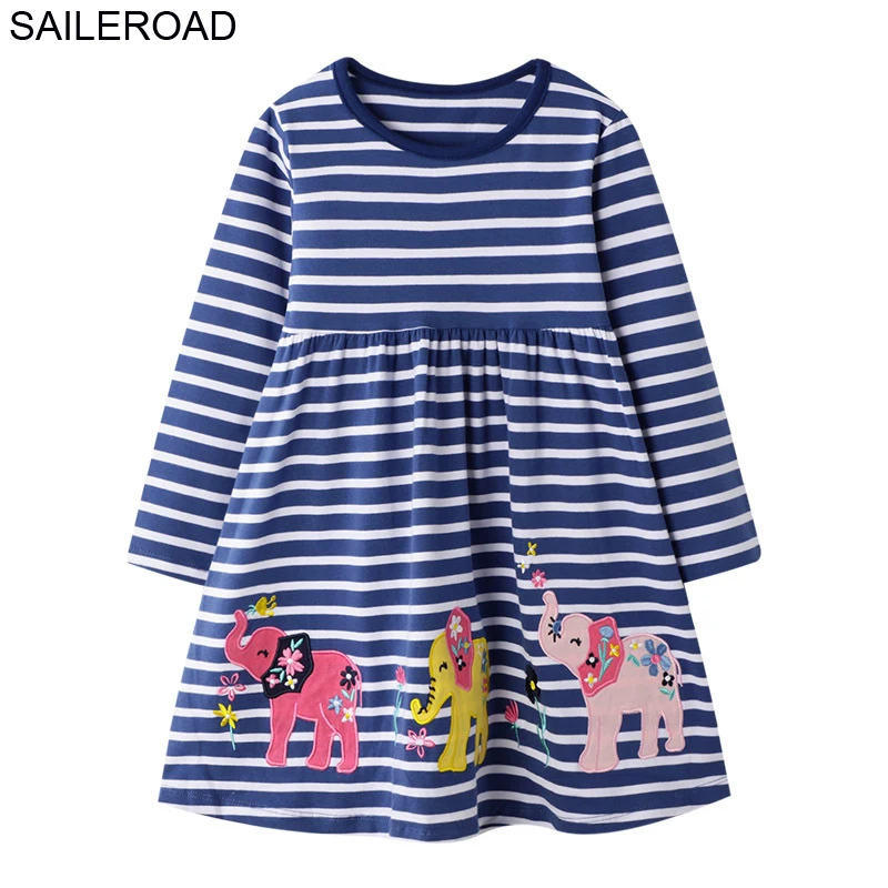 SAILEROAD 2-7Year Животных Аппликации Малыша Новорожденных Девочек Карманные Платья Vestidos Осень Единорог Детские Платья для Девочек Платье - Цвет: 7114 same picture