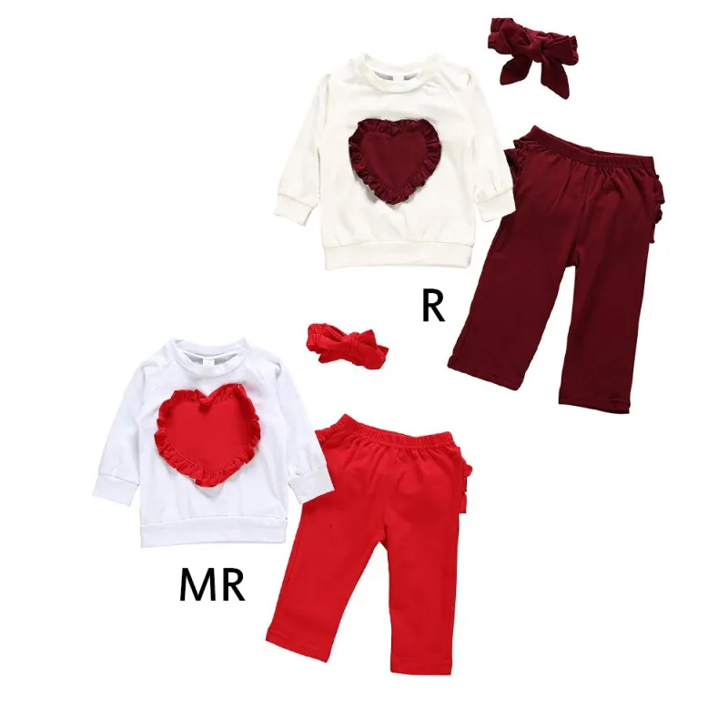 

kid autumn winter suit Clothes Floral full sleeve O-Neck T shirt Tops+Pants and Headband 3PCS Outfits clothing Set