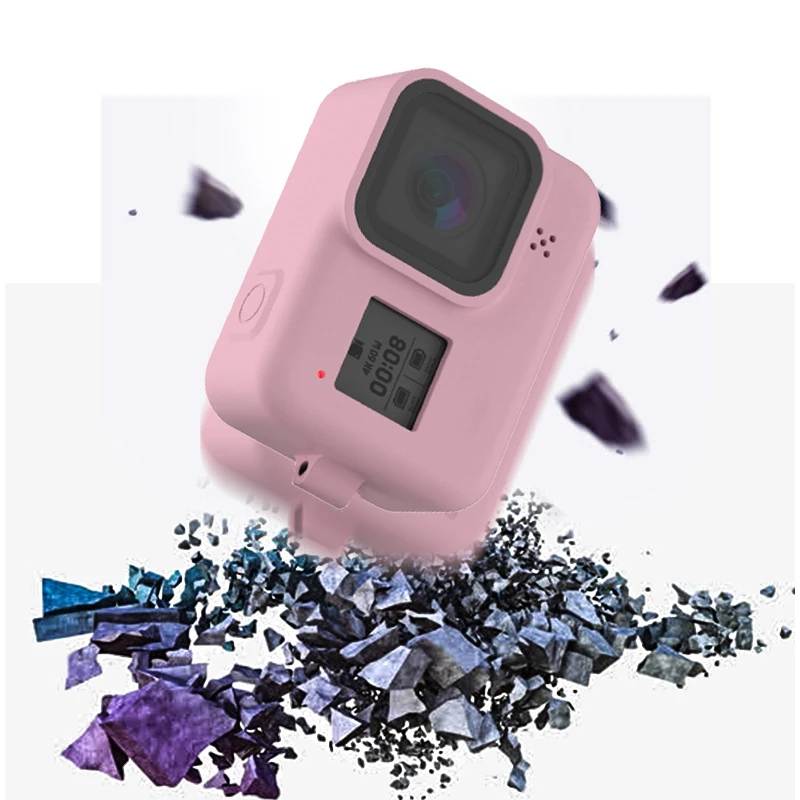 Мягкий силиконовый чехол, защитный чехол с ремешком для Gopro Hero 8, черный, аксессуары для спортивной экшн-камеры, 4 цвета