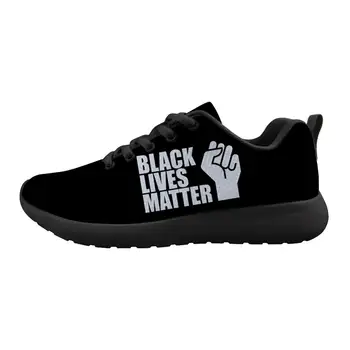 

FORUDESIGNS Casual Sneakers for Teenager Black Live Matter Printing Flats Shoes Women Mesh Ladies Lightweight Autumn Footwear
