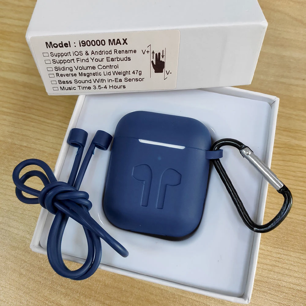 Blue case I90000 Максимальная TWS Поддержка новейшей системы ios13 1: 1 Смарт сенсор беспроводной 8D супер бас Bluetooth 5,0 наушники PK i19000 i10000 - Цвет: Blue case