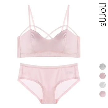 

Norns Modal Bra Thin No-Ring Underwear Set Sexy French Bralette Strap Tube Top Bra Set
