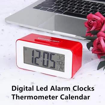 

1PC Fashion Digital Led Alarm Clocks Electronic Table Calendar LCD Desk Timer Student Clocks With Week Snooze Thermometer New