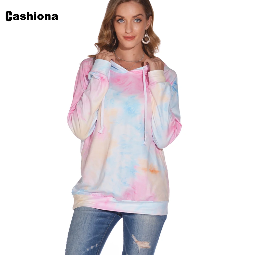 Cashiona Hoodies for Women Fashion Tie Dry Print Sweatshirt loose Long Sleeve Tops Streetwear Women Clothes Hooded Sweatshirts trendy hoodies for women