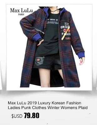 Max LuLu, модная Корейская женская одежда в стиле панк, женские джинсовые длинные тренчи с капюшоном и принтом, зимние пальто, винтажные меховые теплые ветровки