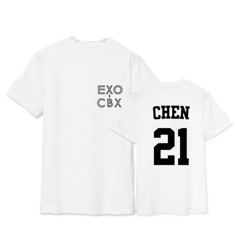 Kpop EXO CBX/футболки для девочек с альбомом BAEKHYUN XIUMIN K-POP Повседневная футболка Топы с короткими рукавами, футболка DX443