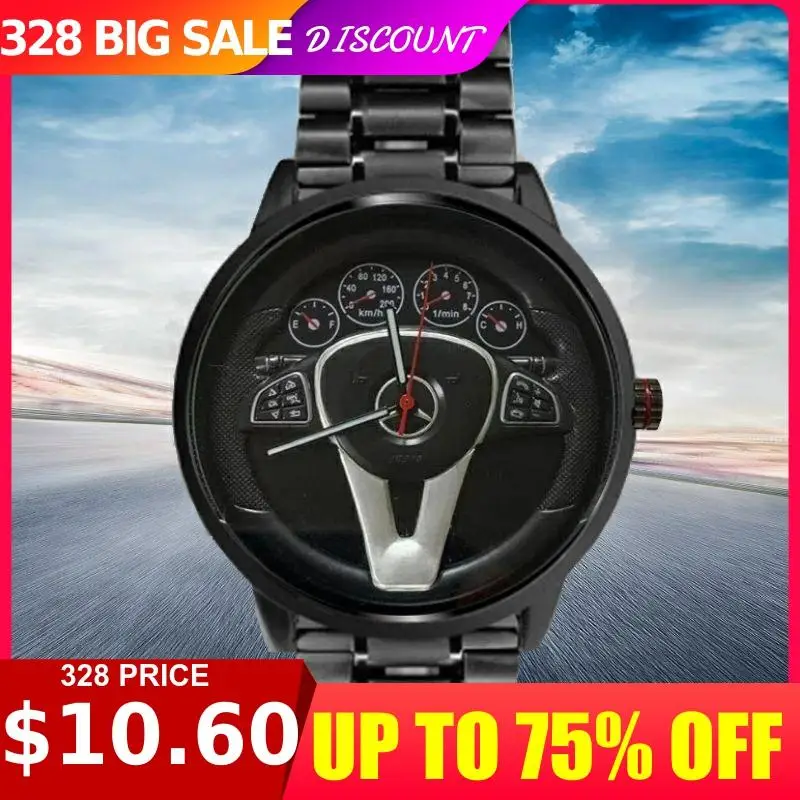 

Sports Race Car Watch Stainless Steel Watch Band Clock Stopwatch Steering Wheel Design Luxury 2020 New Style Minimalist Watch