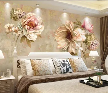 

CJSIR Custom Photo Wallpaper Mural Retro Oil Painting Flower European Background Wall Abstract Oil Painting Papel De Parede