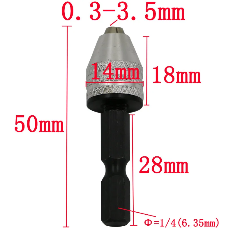 

Hex Shank 1/4"/6.35mm Keyless Drill Chucks Screwdriver Impact Driver Adapter For 0.3-3.5mm Drill Bits
