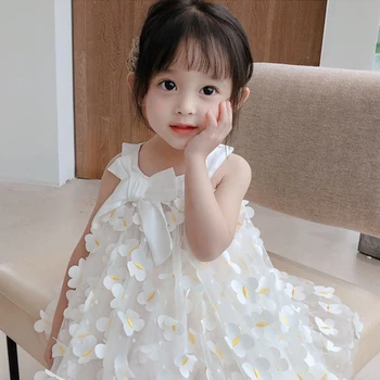

Baby Girls Dresses 1-7Y Summer New Girls Fashion Petal Dresses Children Kids Sweet Lovley Princess Skirt Pettiskirt