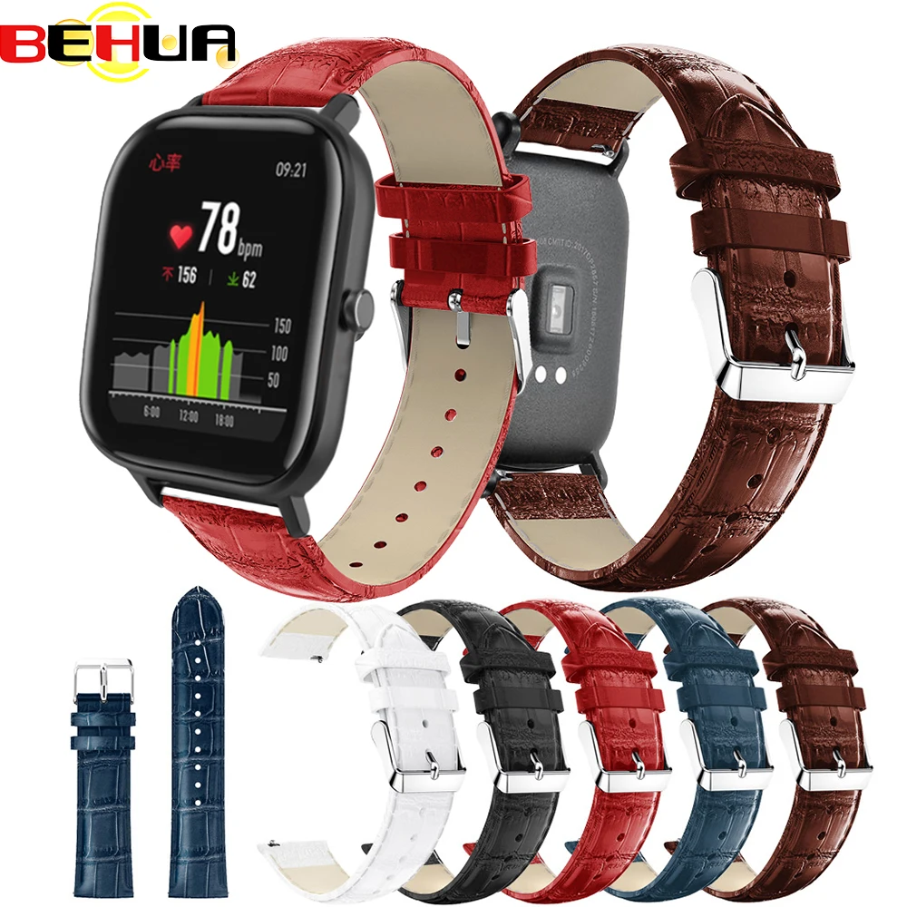 

Genuine Leather Replacement Wristband For Xiaomi Huami Amazfit GTS Smart Watch Band 20mm Bracelet strap New watch Accessories