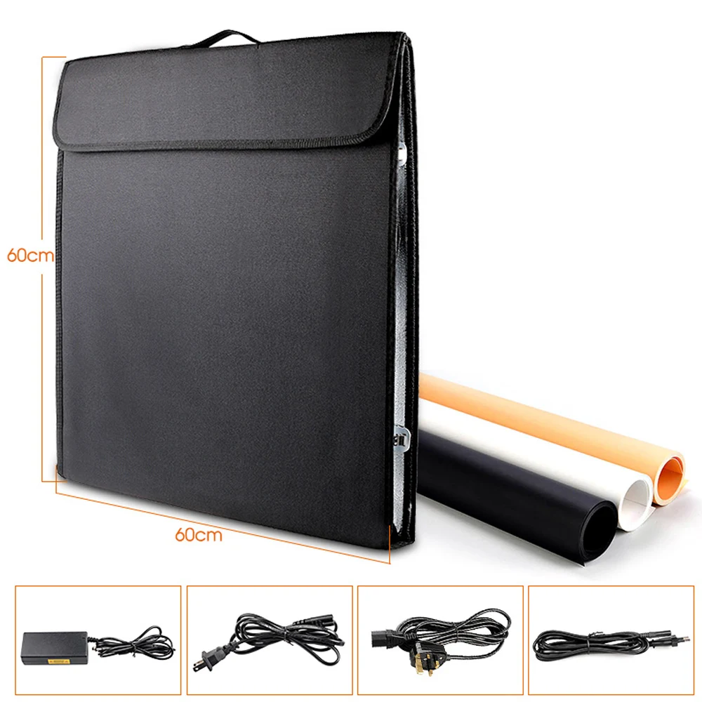 SPASH 60x60cm 24 inch Portable Mini Photo Studio Box Softbox 46W 3400LM White LightBox Lighting Studio Shooting Tent Box Kit 12