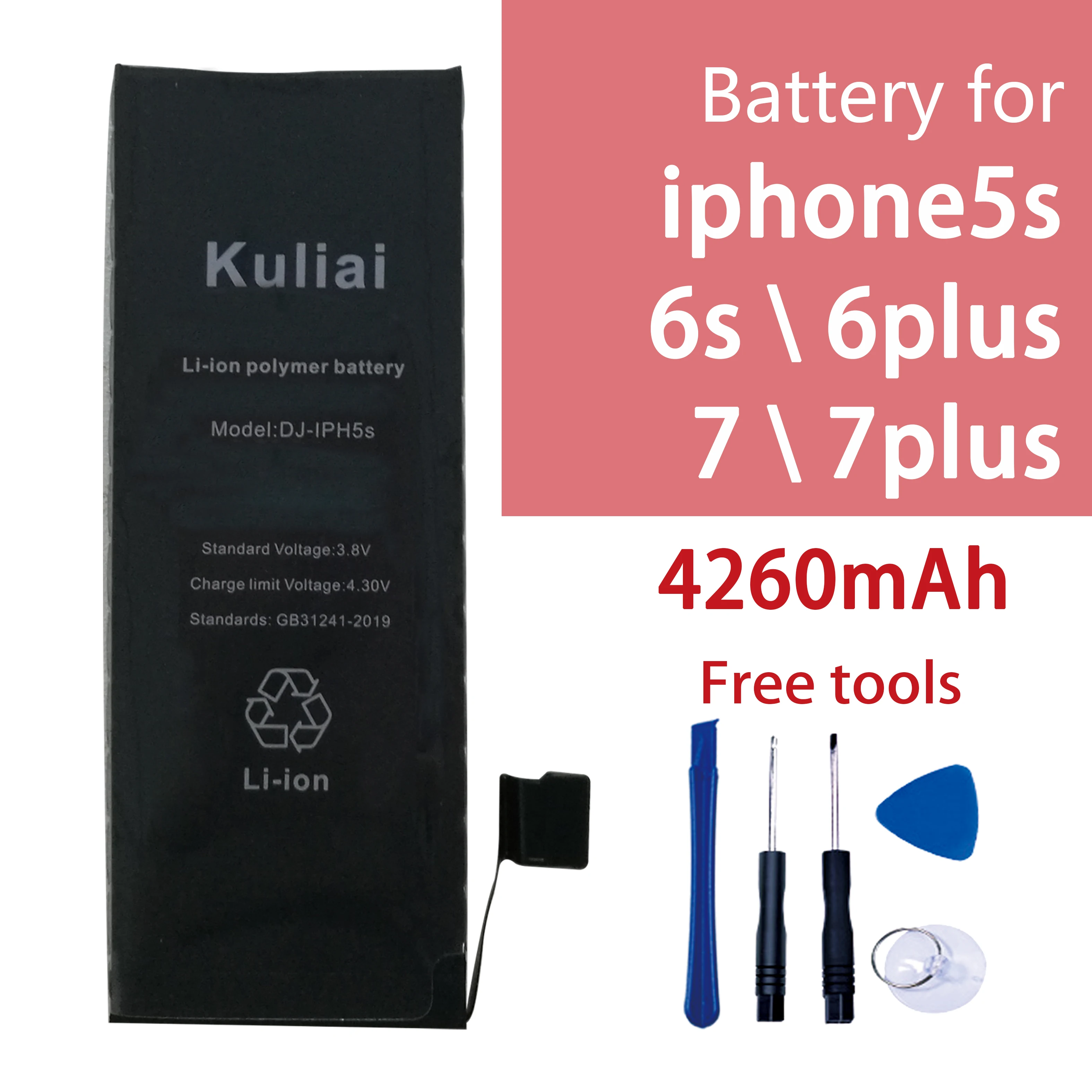 

4260mAh Polymer Batteries Replacement for Apple iPhone 6S Battery for iPhone 5S 6 Plus 7 7 P Gift Tools+Stickers