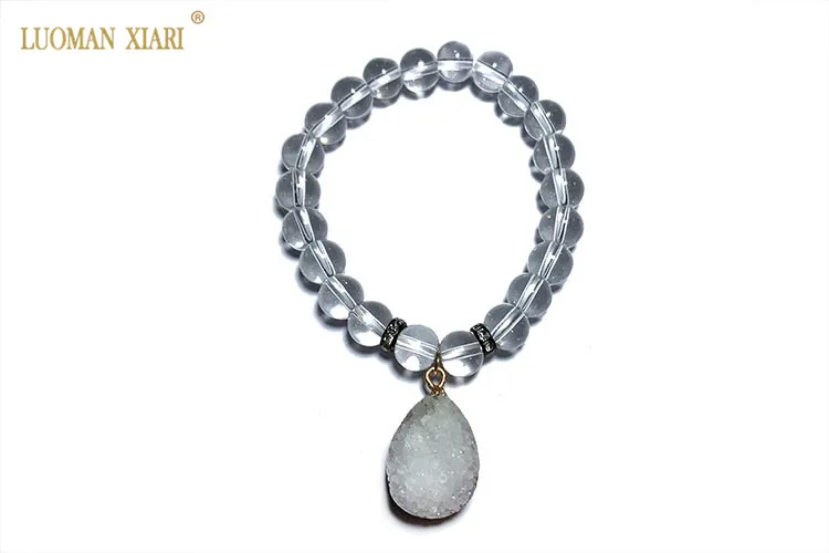 DIY натуральный камень кулон браслет кристалл кластер Шарм камень браслет ювелирные изделия для женщин мужчин браслет пары подарок