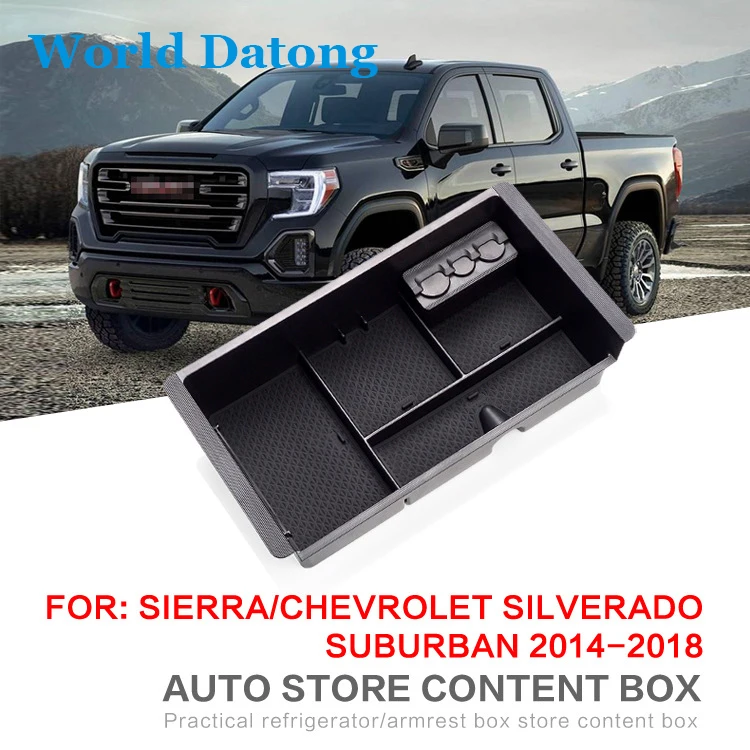 

Upgrade New Armrest Storage Box Glove Box Tray Storage Box For Chevrolet Silverado 2014~2018 Central Car Console StorageBox