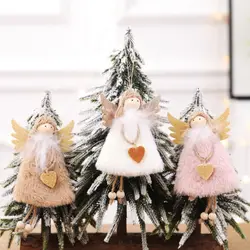Рождественские Подвески Плюшевые перья ангел с блестящими крыльями декоративные Висячие статуэтки Рождественский подарок Addobbi Natale