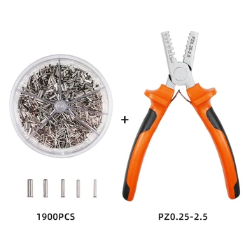 

1900pcs 5 Size Cable Wire Terminal Connector with Hand Ferrule Crimper Pliers Crimp Tool Kit Set