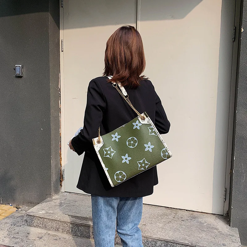 

2019 New Style Fashion Printing Edition Shopping Bag Versatile Glorious Chain WOMEN'S Bag Large Capacity Shoulder Handbag