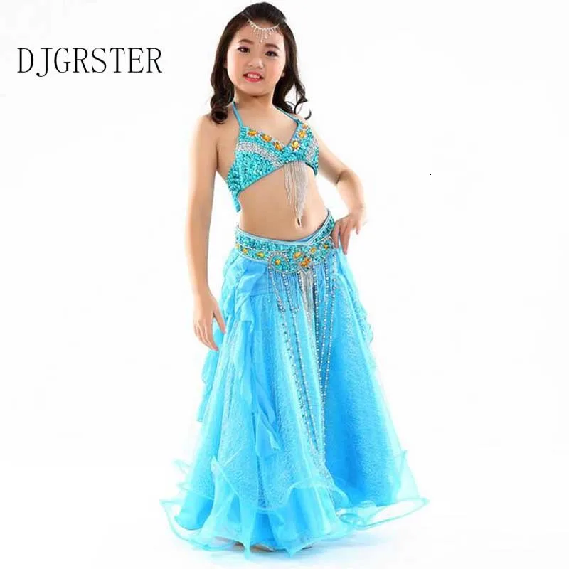 DJGRSTER Children Bellydance Dress Kids Belly Dancing Costume for Stage Competition Girl Ballroom Dance Dress Indian Dancer Sets (9)