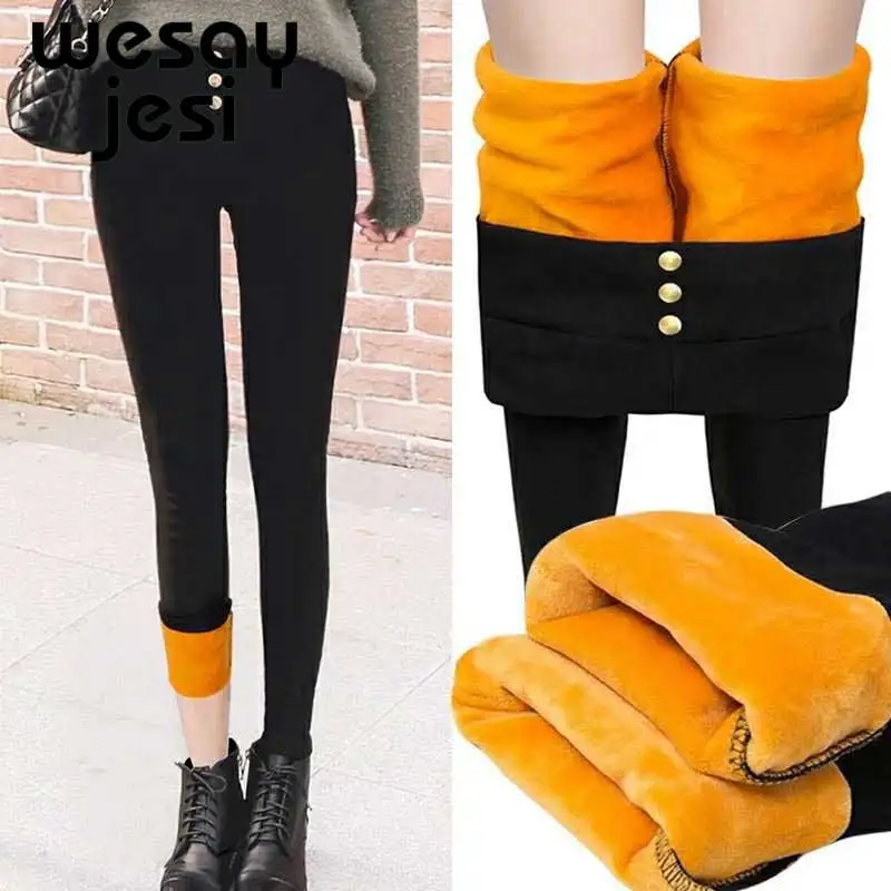 

2019 Women Solid Color Winter high waist Pant Leggings Large Size Elasticity Casual Trousers Streetwear Leggings Pants For Girl