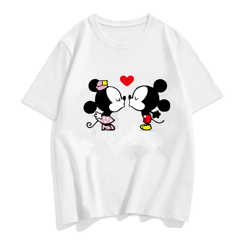 Three Mickey Mouse Print Women T shirt Cartoon Summer Top Ladies T Shirt Graphic Female Tee T-Shirt Disney Womens Clothing yellow t shirt