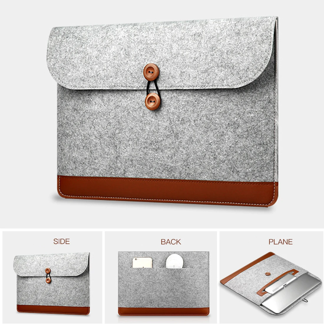 Wool Felt Laptop Sleeve Bag For Macbook Air Pro Retina 11 12 13 15 Inch Notebook String Handbag Cover Case for Macbook Touch Bar
