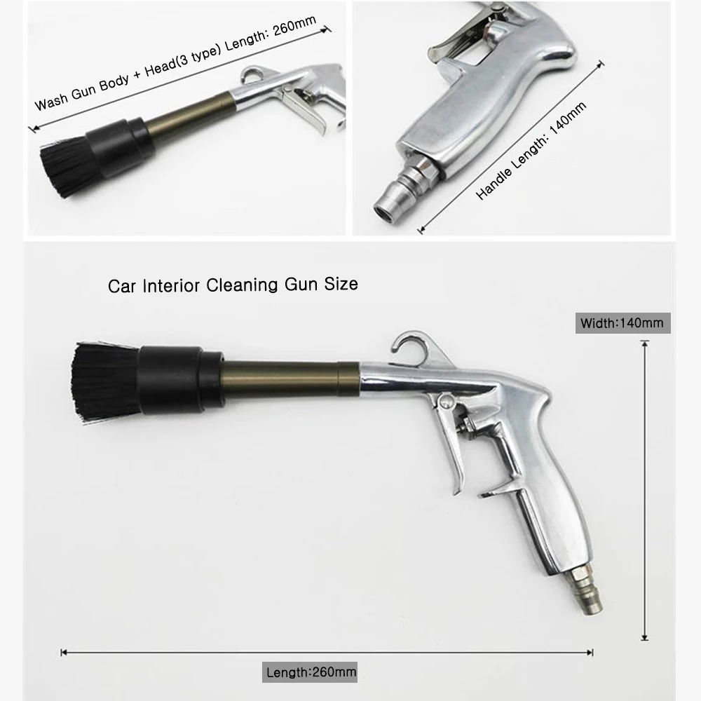Пневматический распылитель для чистки салона автомобиля, пистолет для глубокой очистки воздуха, инструмент для мытья автомобиля Tornado с щеткой, головка трубы