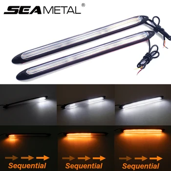 

2PCS Car LED Daytime Running Light Sequential Flow Turn Signal Lamp Universal Auto Daytime Running Lights DIY Flexible Strip