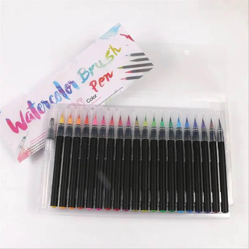 

1Pcs 20 Color Watercolor Pen Soft Head Paint Brush Tap water Pen Creative Calligraphy Pens Comic Hand Drawing Brush For Boy Girl