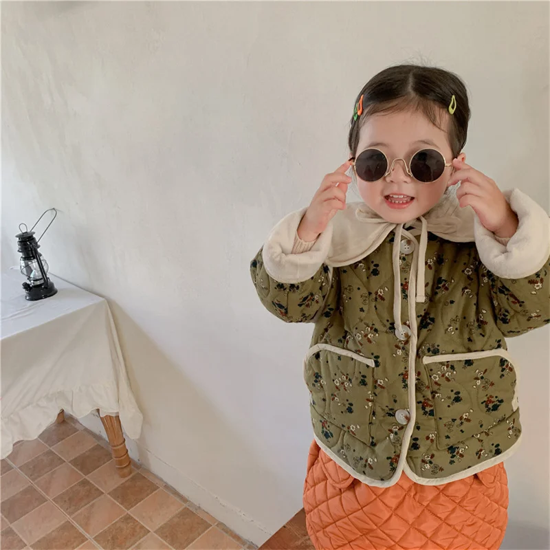 

Girls Baby's Kids Coat Jacket Outwear 2022 Flowers Thicken Spring Autumn Cotton Teenagers Overcoat Top Tracksuits High Quality C