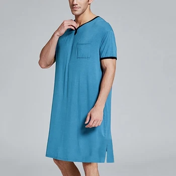 

Men Sleep Cloth Summer Fashion Loose Casual Elastic Waist Cotton Comfortable Short Sleeve Sleep Cloth