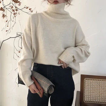 

HziriP OL Basic Turtleneck Sweater Woman 2020 New Spring Female Pullover Casual Thick Warm Winter Knitted Pullover Jumper Women