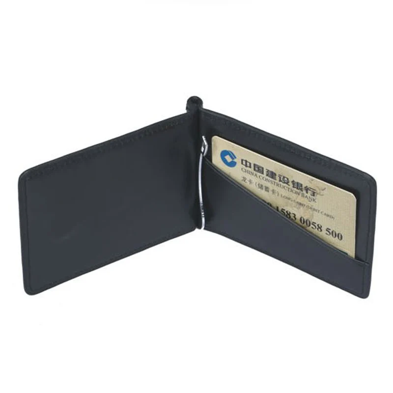Fashion Small Men's Leather Money Clip Wallet With Coin Pocket Male ID Card Slot Cash Holder Bag Mini Purse For Man Magnet Hasp 3