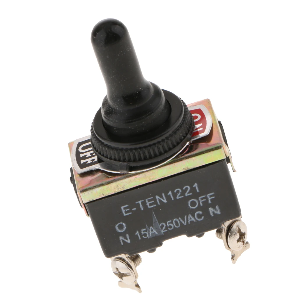 Waterproof Cap, Metal Toggle Flick Switch, Rocker Toggle Switch, ON/OFF 15A 250V AC, Momentary Car Dash