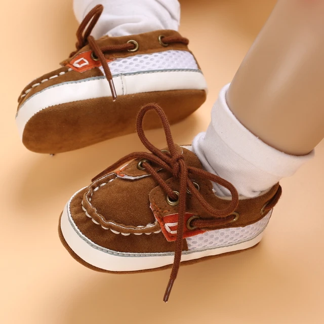 Newborn Baby Prewalker Girls Boys Casual Shoes Leather Non-Slip Soft-Sole Infant Toddler First Walkers 0-18M Baptism C-344 Brown