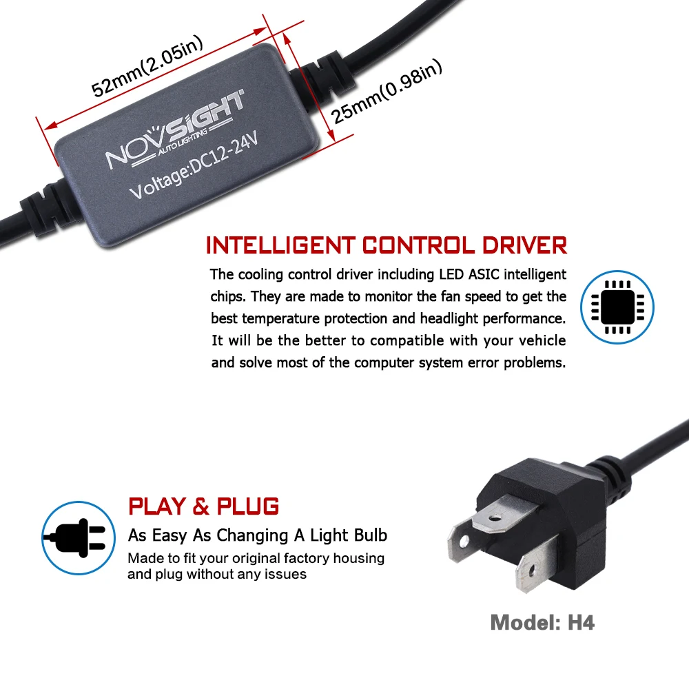 NOVSIGHT H4/HB2/9003 Led H7 H11 9005 9006 Автомобильные светодиодные фары для автомобиля 6500 к белый 60 Вт 10000LM туман светильников и ламп накаливания