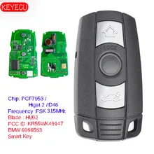 KEYECU Keyless-Go Function Full Intelligent Remote Key 315MHz/868MHz PCF7953 Chip for BMW CAS3 3/5 Series X5 2006-2011 KR55WK491