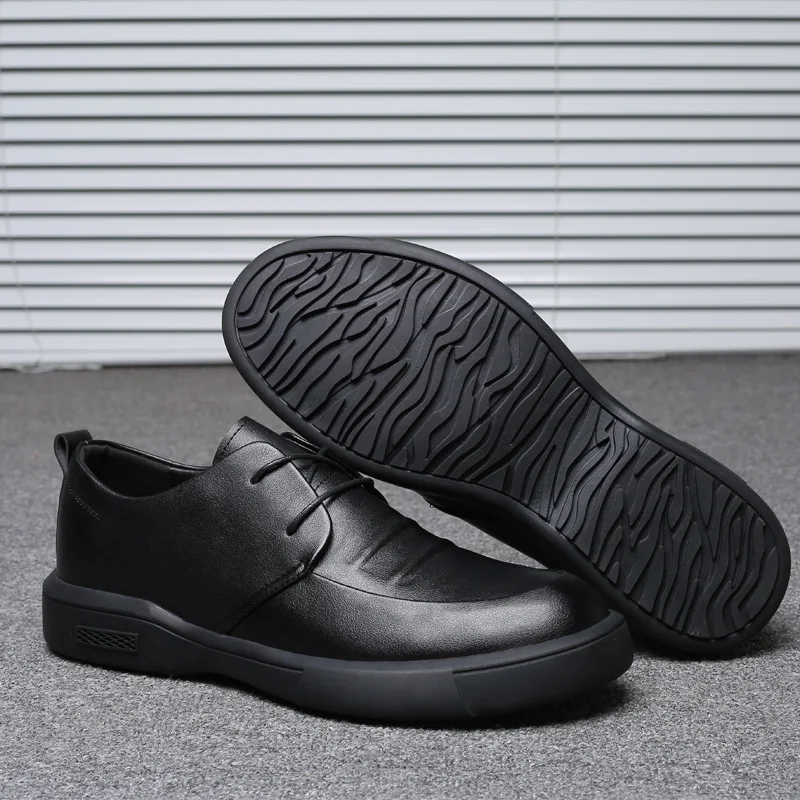 Misalwa High Quality Men Leather Casual Shoes Slip-on / Lace-up Office Daily Men Footwear Thick Sole Business Dress Moccasins