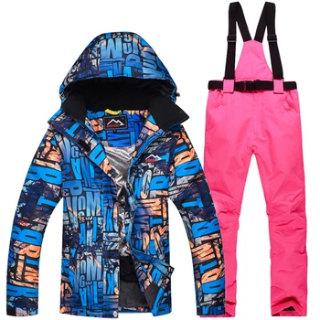 

New Women's Ski suit Thickening Suit Sports Warm Outdoor Snowboard Jacket Windproof Overalls Waterproof Snow Pants
