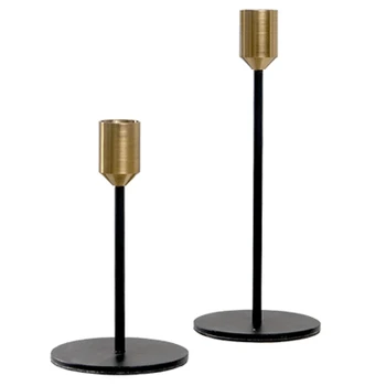 

2Pcs European Gold Candle Holders Metal Candlestick Wedding Luxury Table Romantic Decorations New Year Bar Party Decoration Cand