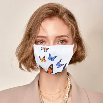 

5PCS Butterfly Print Cotton Masks Unisex Adult Fashion Face Cover Breathable Washable Reusable Face Mask Masken Waschbar Masque