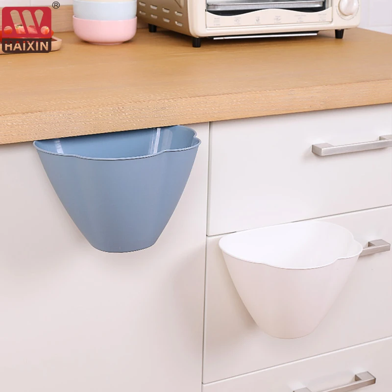 

Bathroom Plastic Basket Hanging Trash Can Waste Bin Garbage Can Storage Box Trash Storage Desktop Kitchen Holder Cabinet Door
